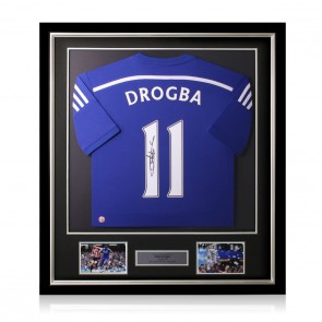 Didier Drogba Signed Chelsea 2014-15 Shirt. Deluxe Frame