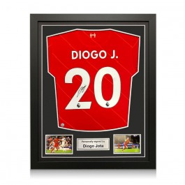 Diogo Jota Signed Liverpool 2021-22 Football Shirt. Standard Frame