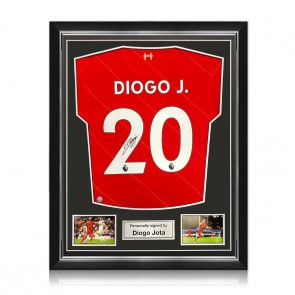 Diogo Jota Signed Liverpool 2021-22 Football Shirt. Superior Frame