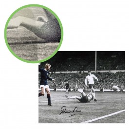 Denis Law Signed Scotland Football Photo: Goal Against England. Damaged A