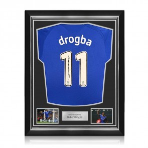 Didier Drogba Signed Original Chelsea 2008-09 Champions League Football Shirt (UCL Print) BNWT. Superior Frame