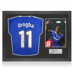 Didier Drogba Signed Original Chelsea 2008-09 Champions League Football Shirt (UCL Print) BNWT. Icon Frame