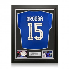 Didier Drogba Signed Original Chelsea 2005-06 Centenary Football Shirt (Original Print). Standard Frame
