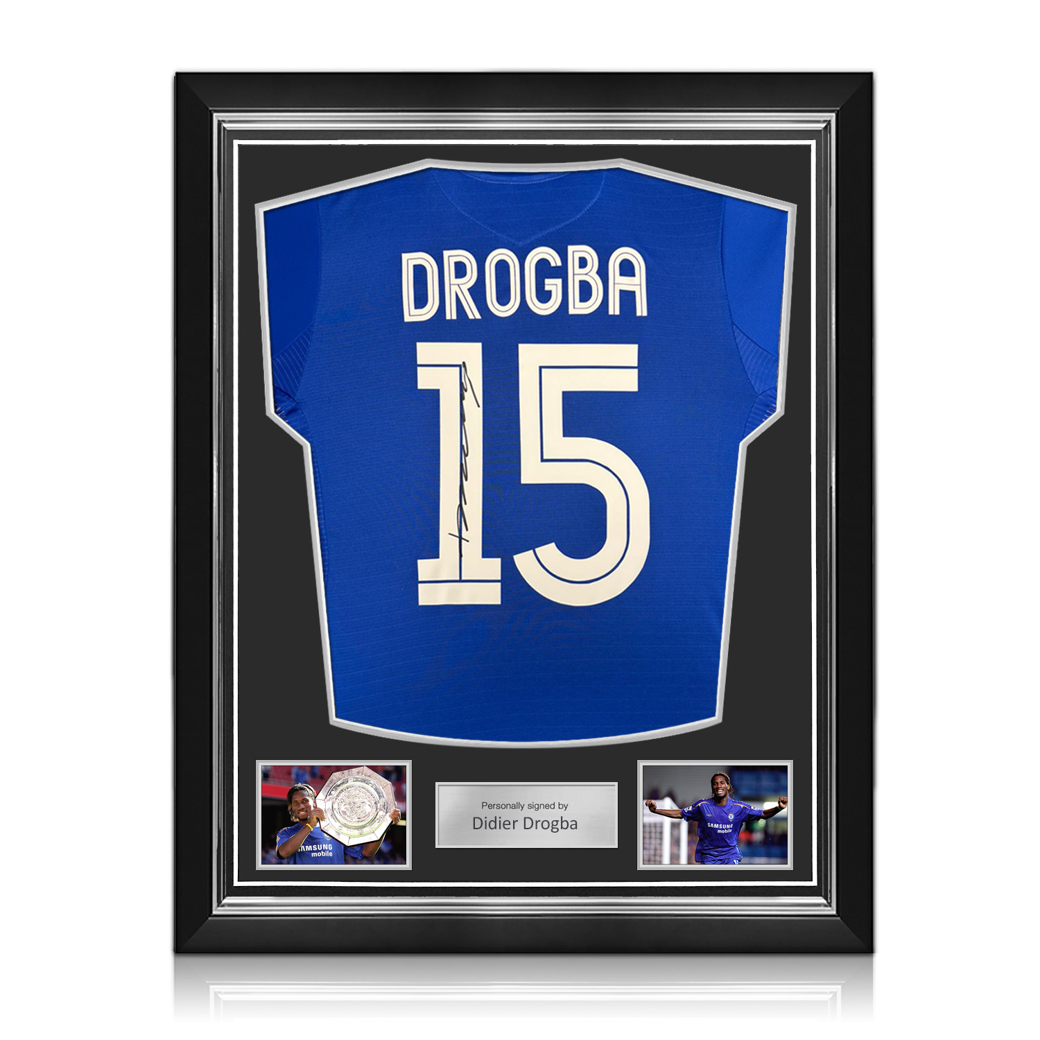 Didier Drogba Signed Original Chelsea 2005-06 Centenary Football Shirt (Original Print). Superior Frame