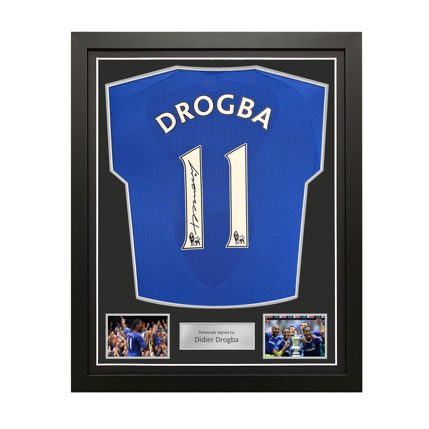 Didier Drogba Signed Original Chelsea 2010-11 Football Shirt. Standard Frame