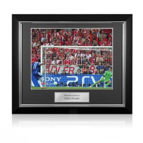 Didier Drogba Signed Chelsea Photo: Champions League Penalty. Deluxe Frame