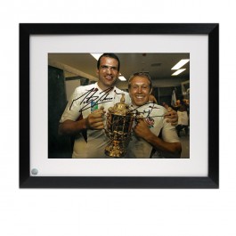 Jonny Wilkinson And Martin Johnson Signed 2003 Rugby World Cup Photo. Framed