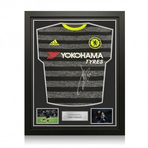 Eden Hazard Front Signed Chelsea 2016-17 Away Football Shirt. Standard Frame