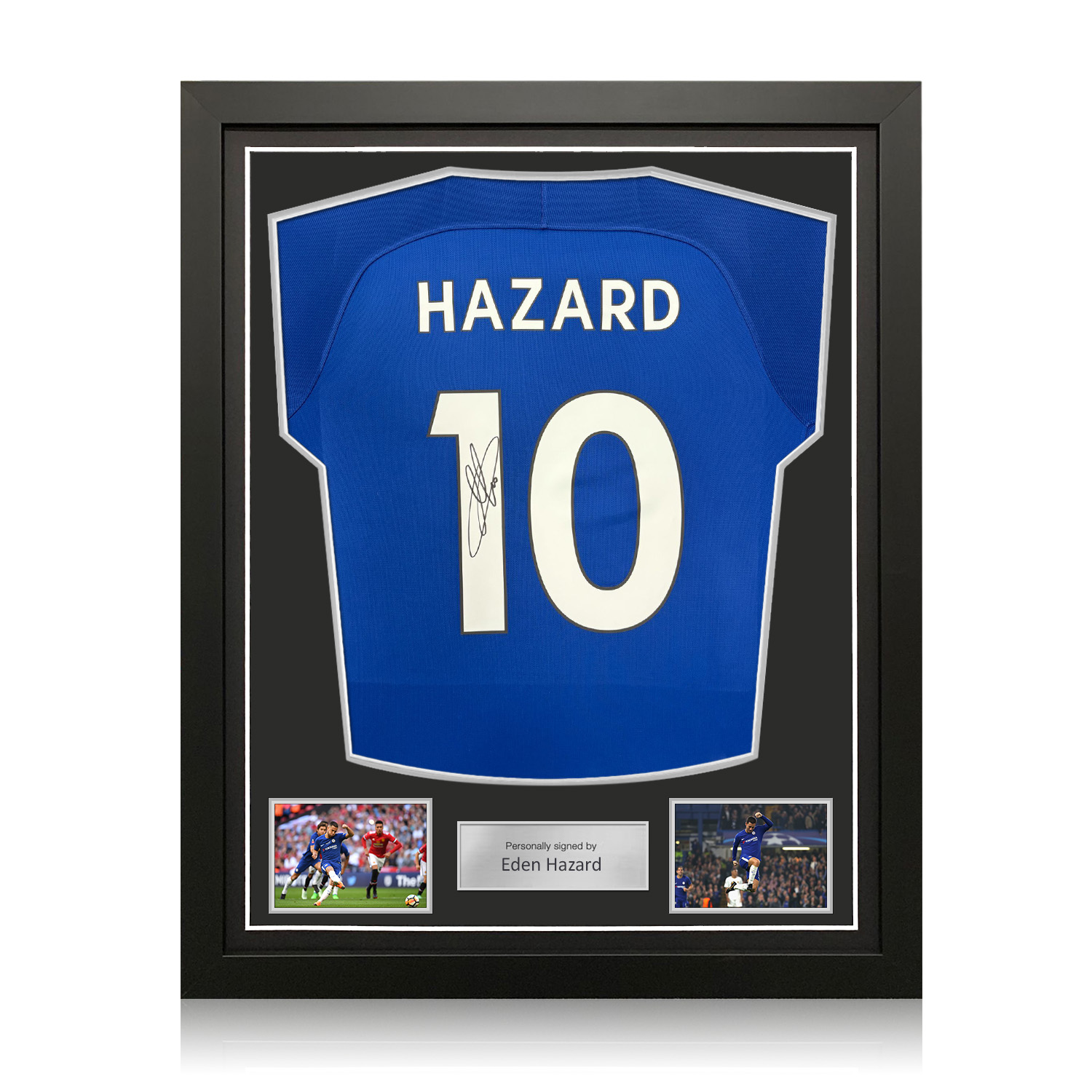 Eden Hazard Signed Original Chelsea 2017-18 Football Shirt. Standard Frame