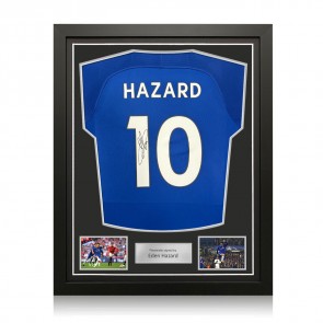 Eden Hazard Signed Original Chelsea 2017-18 Football Shirt. Standard Frame