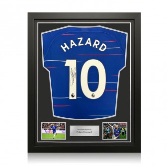 Eden Hazard Signed Original Chelsea 2018-19 Football Shirt. Standard Frame