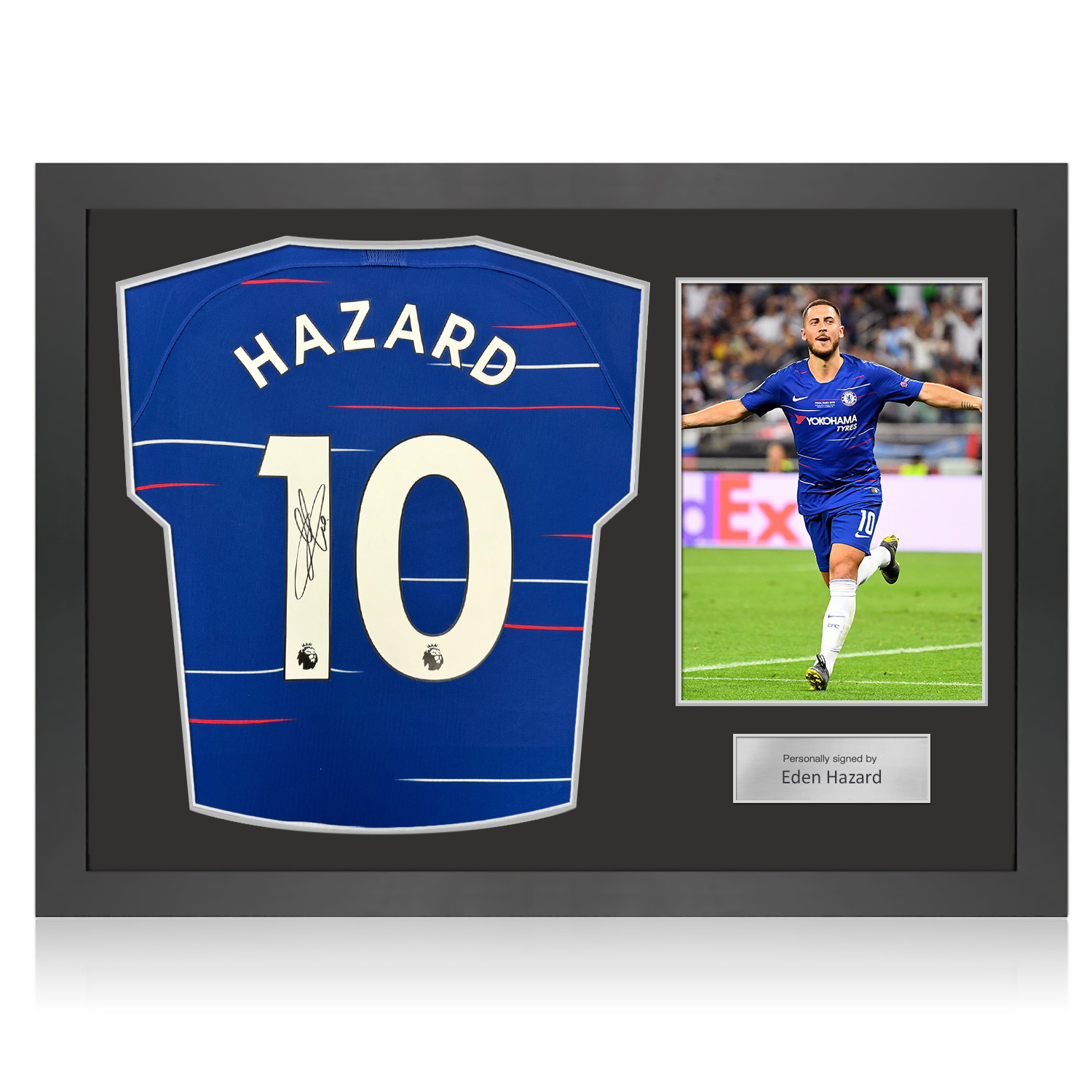 Eden Hazard Signed Original Chelsea 2018-19 Football Shirt. Icon Frame