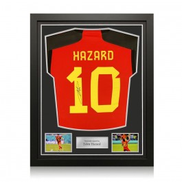 Eden Hazard Signed Belgium 2022-23 Football Shirt. Standard Frame