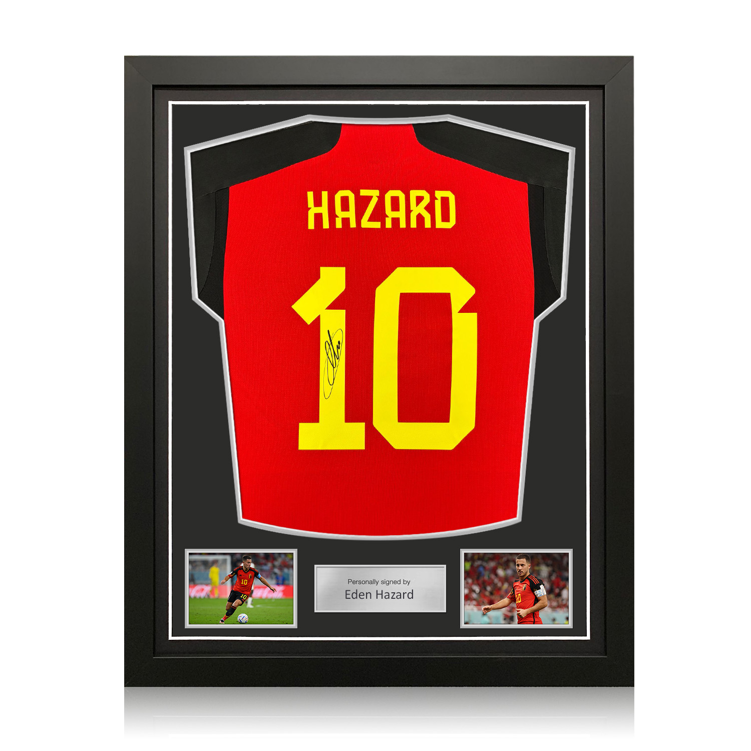 Eden Hazard Signed Original Belgium 2022-23 Football Shirt. Standard Frame