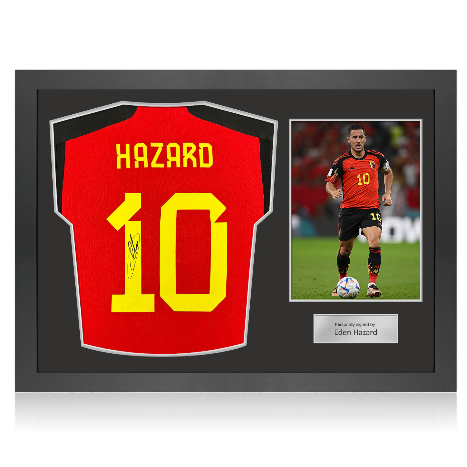 Eden Hazard Signed Original Belgium 2022-23 Football Shirt. Icon Frame