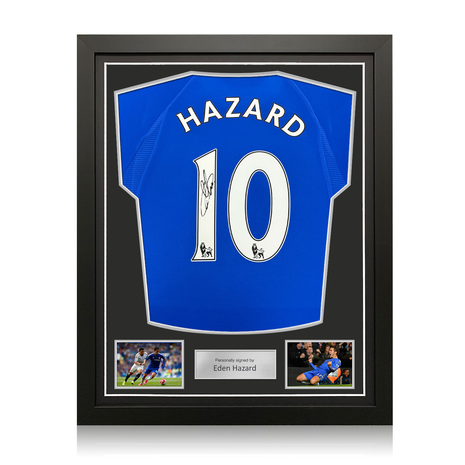 Eden Hazard Signed Chelsea 2000 Football Shirt. Standard Frame