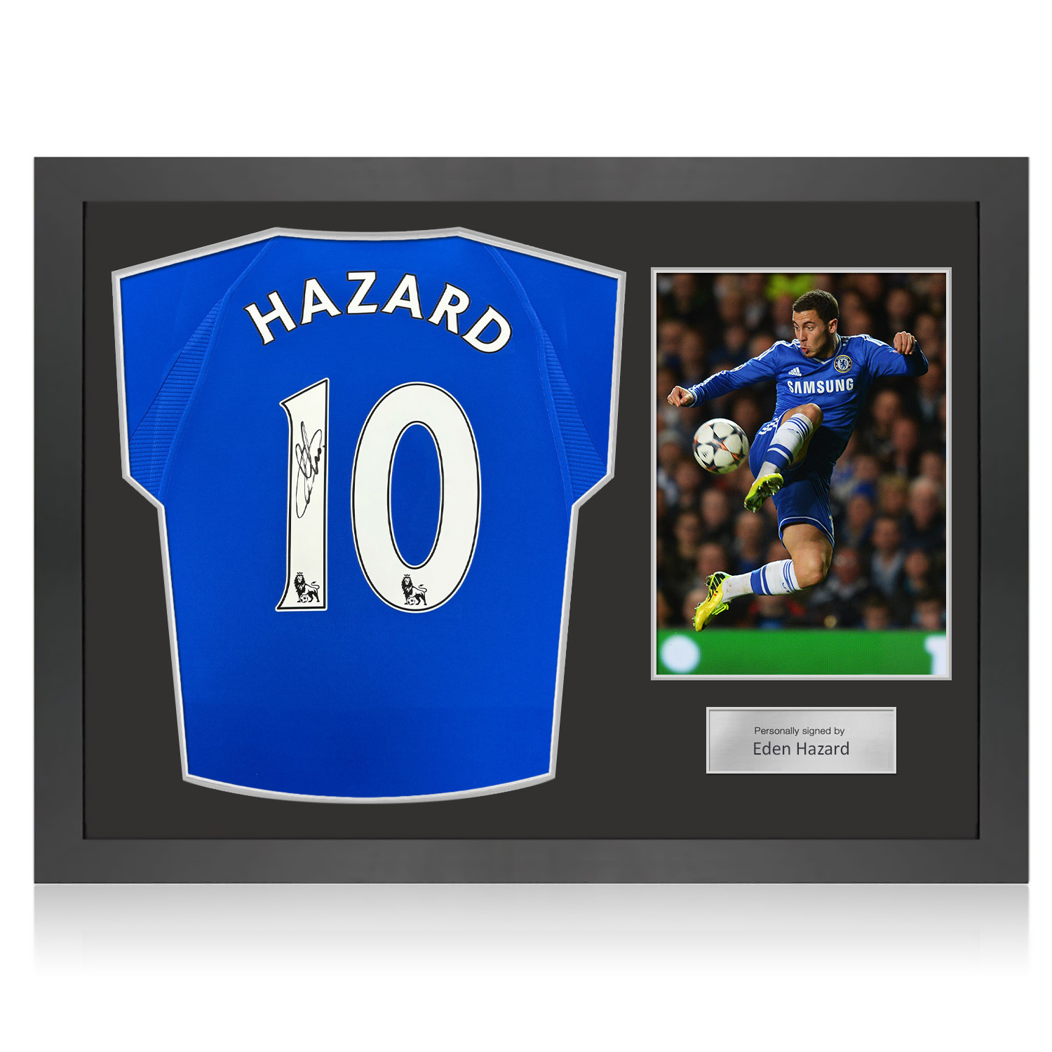 Eden Hazard Signed Chelsea 2000 Football Shirt. Icon Frame