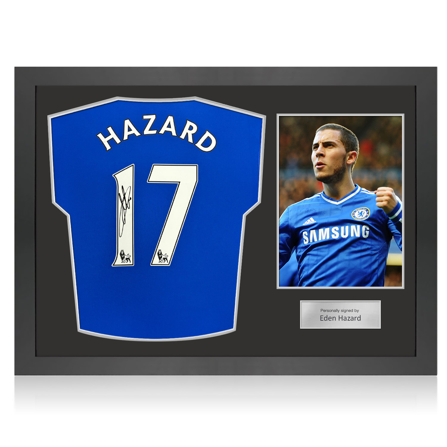Eden Hazard Signed Original Chelsea 2013-14 Football Shirt. Icon Frame