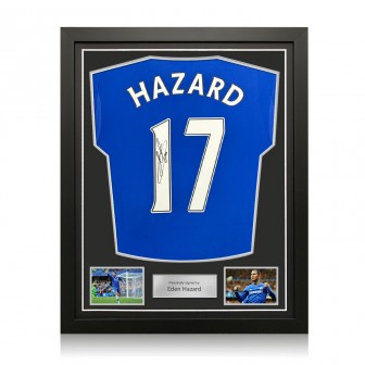 Eden Hazard Signed Original Chelsea 2013-14 Football Shirt. Standard Frame