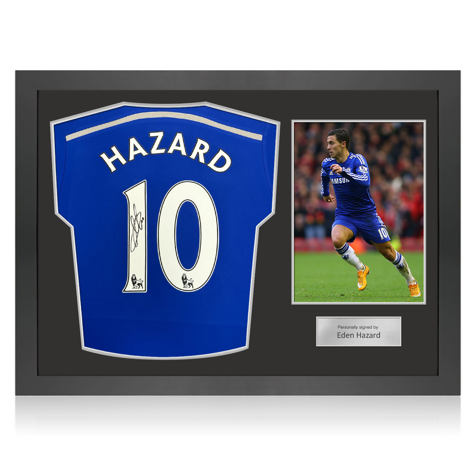 Eden Hazard Signed Original Chelsea 2014-15 Football Shirt. Icon Frame