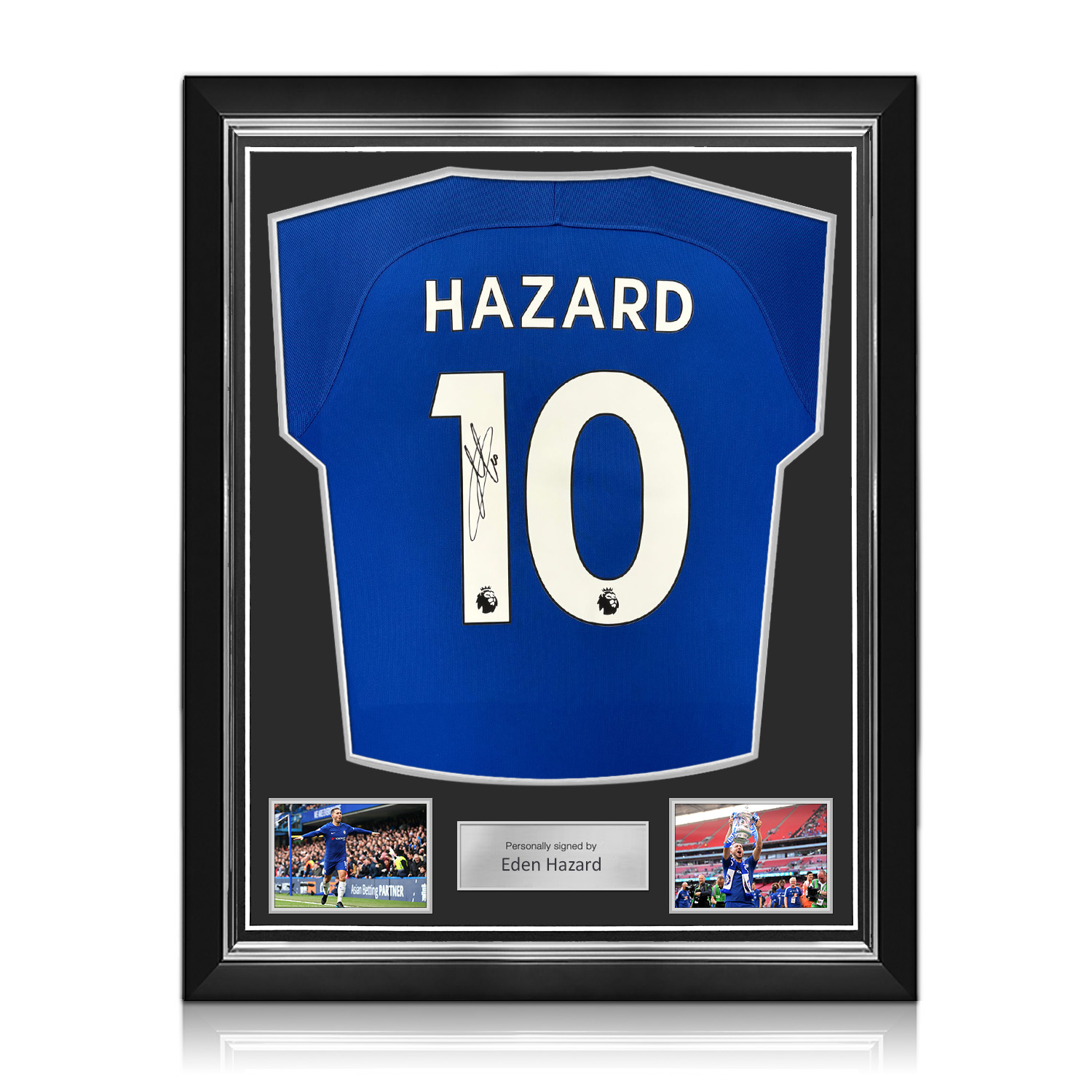 Eden Hazard Signed Original Chelsea 2017-18 Football Shirt (Official Printing). Superior Frame