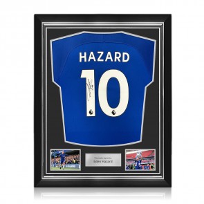 Eden Hazard Signed Original Chelsea 2017-18 Football Shirt (Official Printing). Superior Frame
