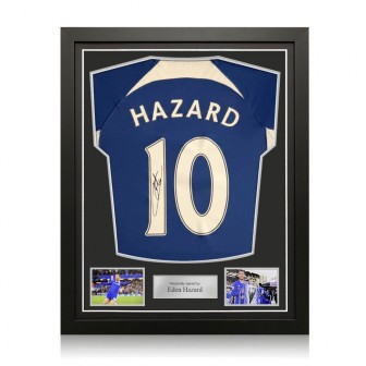 Eden Hazard Signed Chelsea 2023-24 Football Shirt. Standard Frame