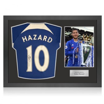 Eden Hazard Signed Chelsea 2023-24 Football Shirt. Icon Frame