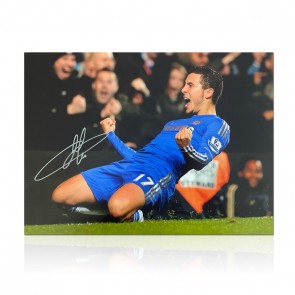 Eden Hazard Signed Chelsea Football Photo: Knee Slide