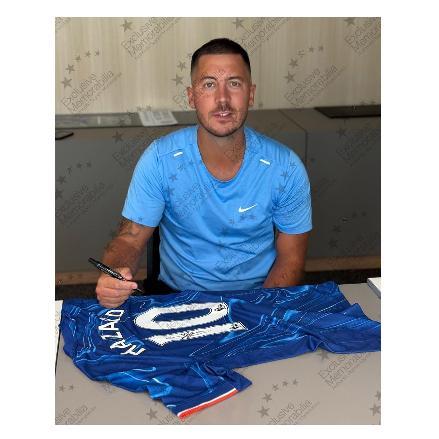 Eden Hazard Signed Chelsea 2024-25 Football Shirt. Standard Frame