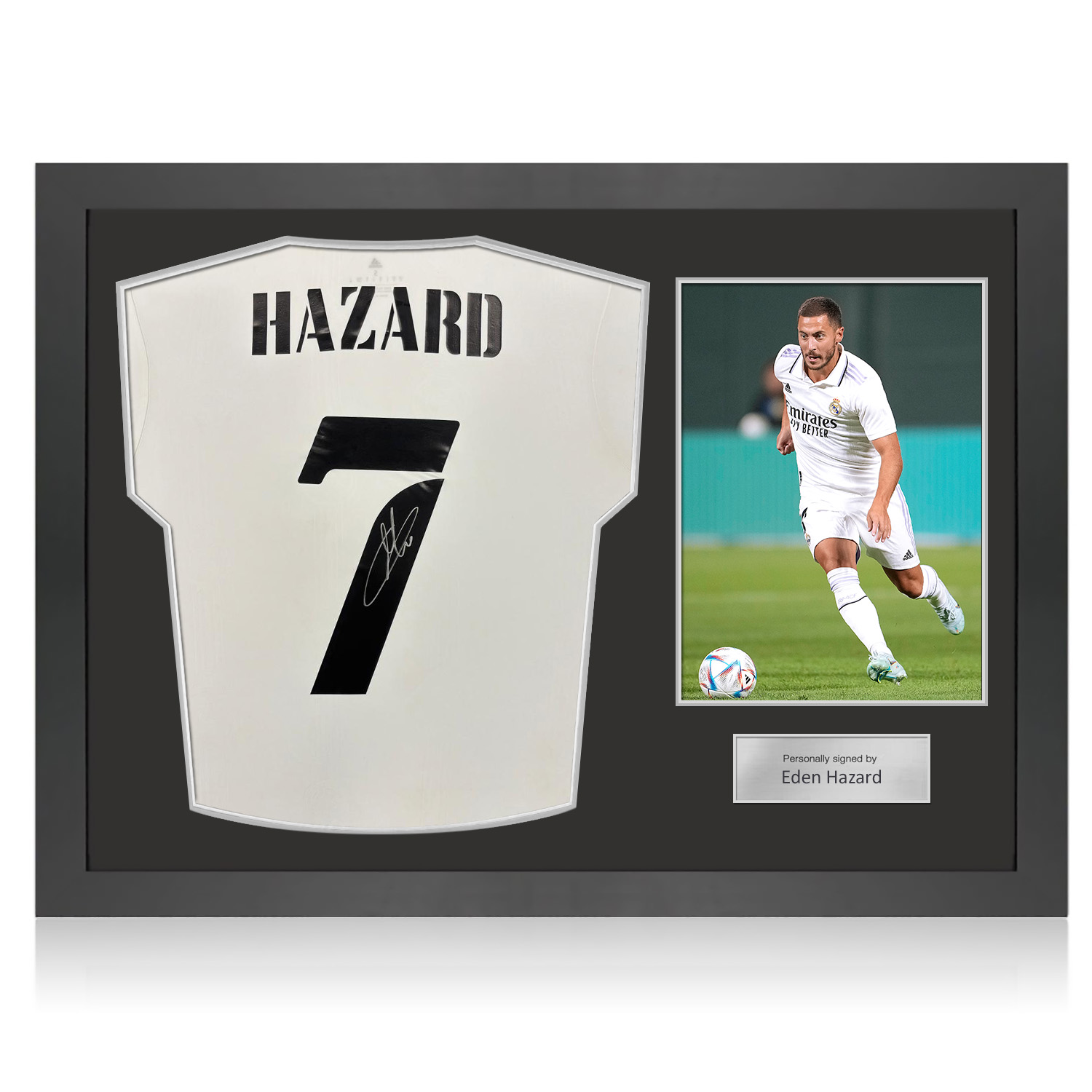 Eden Hazard Signed Original Real Madrid 2022-23 Football Shirt. Icon Frame