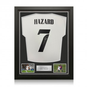 Eden Hazard Signed Real Madrid 2024-25 Football Shirt. Standard Frame