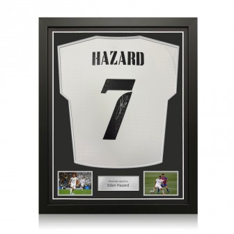 Eden Hazard Signed Real Madrid 2024-25 Football Shirt. Standard Frame