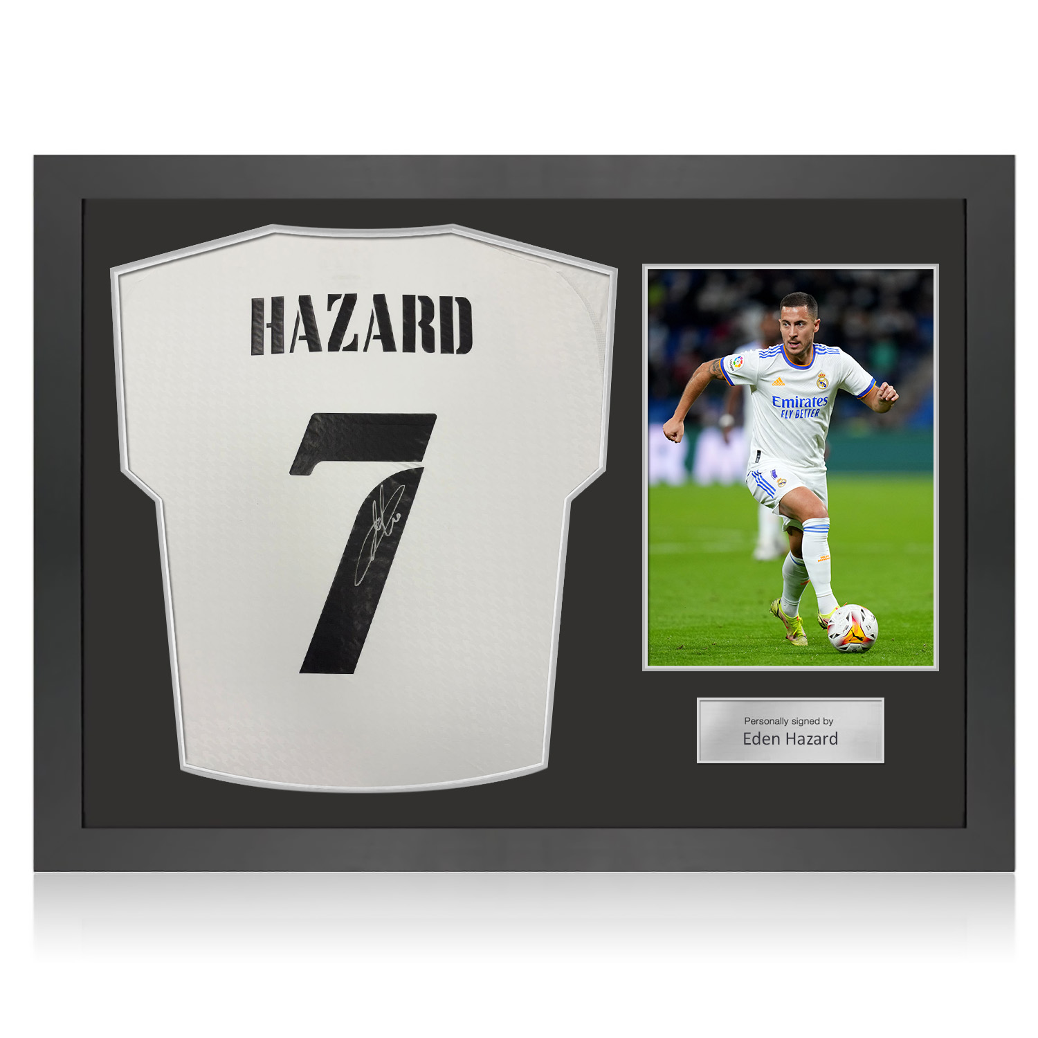 Eden Hazard Signed Real Madrid 2024-25 Football Shirt. Icon Frame