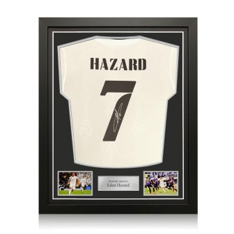 Eden Hazard Signed Real Madrid 2022-23 Football Shirt. Standard Frame