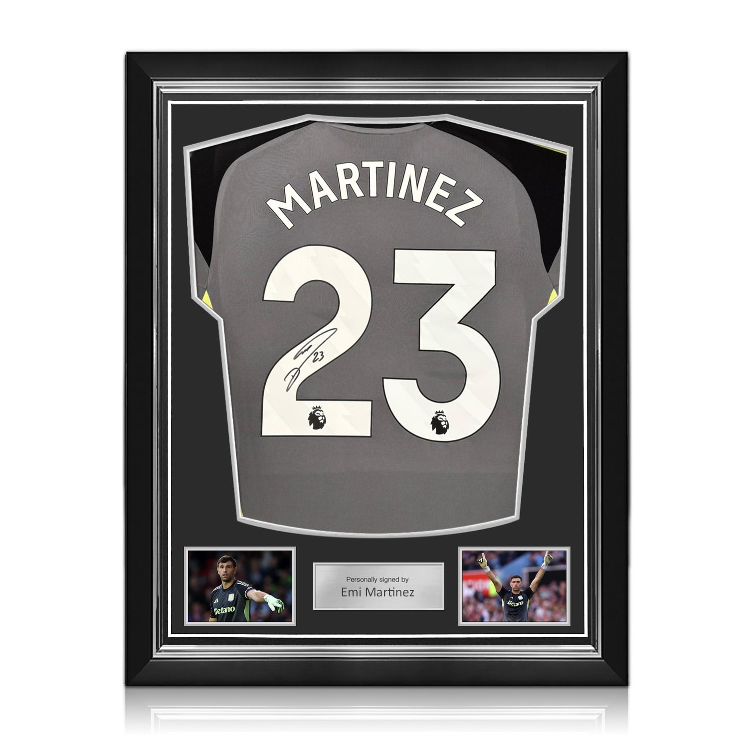 Emi Martinez Signed Aston Villa 2025-26 Goalkeeper Football Shirt. Superior Frame
