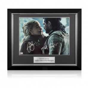 Emilia Clarke And Kit Harington Signed Game Of Thrones Photo. Deluxe Frame