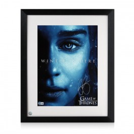 Emilia Clarke Signed Game Of Thrones Poster: Daenerys Targaryen. Framed