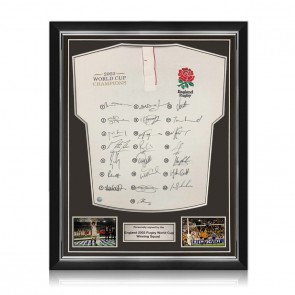 England Rugby 2003 World Cup Winners Squad Signed Shirt. Superior Frame