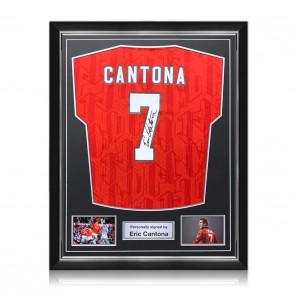 Eric Cantona Signed 1994 Manchester United Football Shirt. Superior Frame