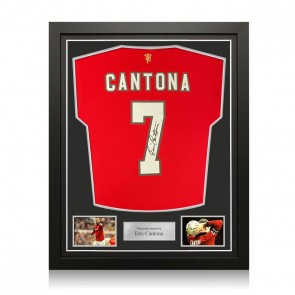 Eric Cantona Signed Manchester United 2021-22 Football Shirt. Standard Frame
