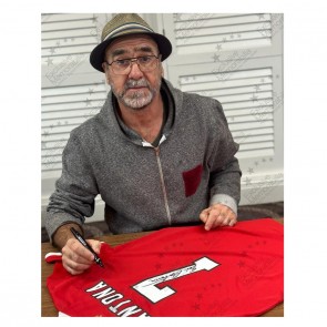 Eric Cantona Signed Manchester United 2021-22 Football Shirt. Icon Frame