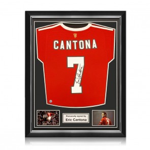 Eric Cantona Signed Manchester United 2021-22 Football Shirt. Superior Frame