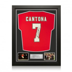 Eric Cantona Signed Manchester United 2022-23 Football Shirt. Standard Frame