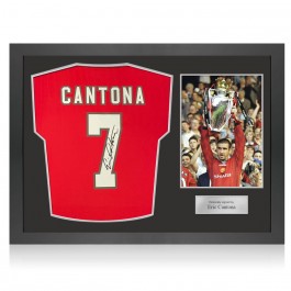 Eric Cantona Signed Manchester United 2022-23 Football Shirt. Icon Frame