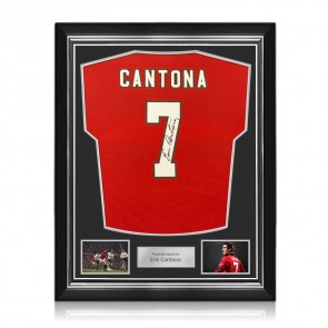 Eric Cantona Signed Original Manchester United 1994-96 Home Football Shirt. Superior Frame