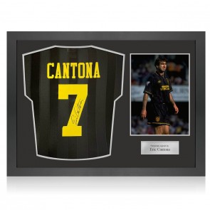  Eric Cantona Signed Manchester United 1994 Away Football Shirt. Icon Frame
