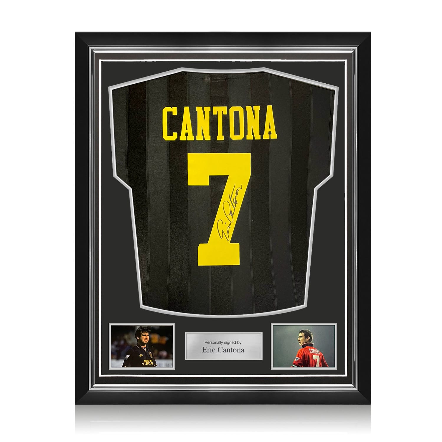 Eric Cantona Signed Manchester United 1994-96 Away Football Shirt. Superior Frame