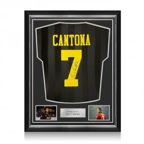 Eric Cantona Signed Manchester United 1994-96 Away Football Shirt. Superior Frame