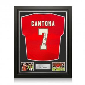 Eric Cantona Signed Manchester United 1996 Home Football Shirt. Standard Frame